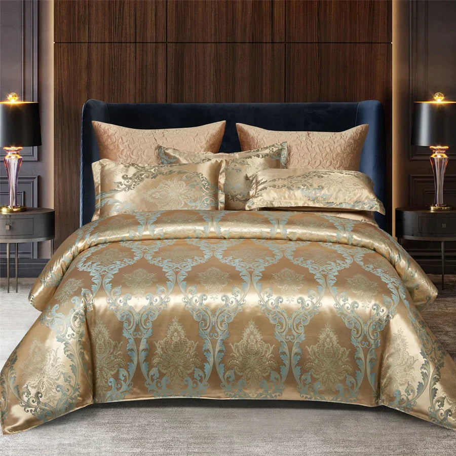 Lisslune | Satin Rayon Jacquard Duvet Cover Set 264x229cm – Luxury Summer Bedding for Comfortable Sleep & Home Décor