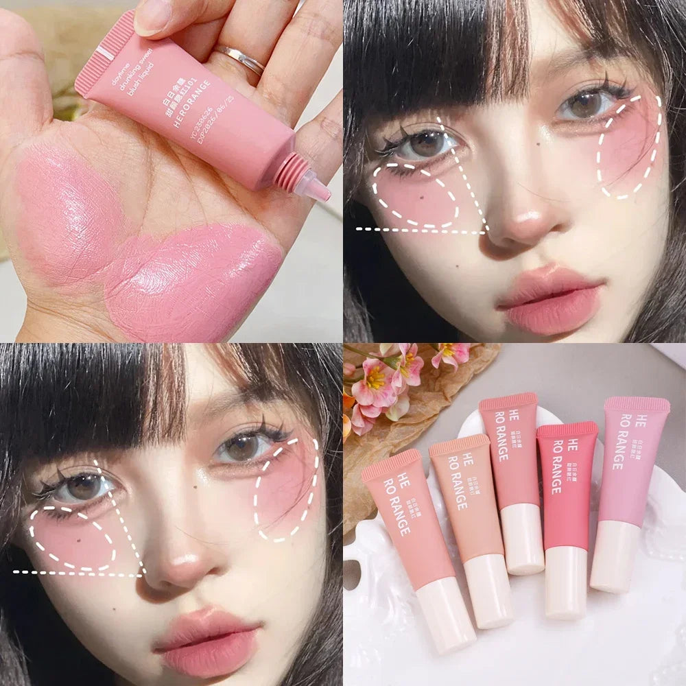 Rynx | Smooth Liquid Blush Cheek Ink Sponge Matte Gentle Face Makeup Blush Pigment Waterproof Long-lasting Creamy Cosmetics