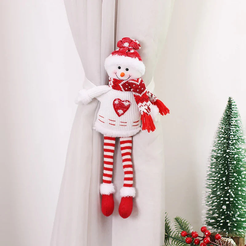 Rynx Christmas Dolls Curtain Buckle Santa Claus Snowman Ornament Merry Christmas Decoration for Home Christmas Gifts New Year 2025