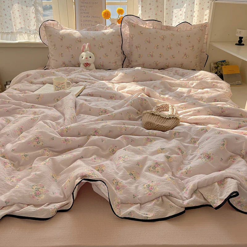 Lisslune | Koreanischer Stil Sommerdecke 2025 NEU Kühlendes Gefühl Decke Bar Schlafen Für Frauen Mädchen Teenager Romantische Schlafzimmerdekoration Königin König Größe