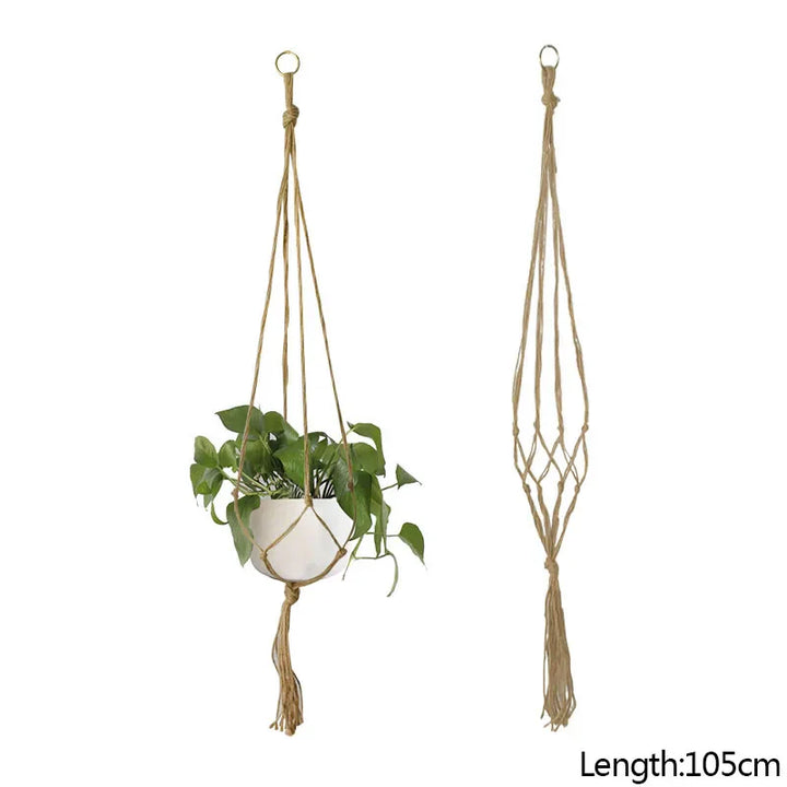 Rynx Macrame Handmade Plant Hanger Baskets Flower Pots Holders Balcony Hanging Decoration Knotted Lifting Rope Garden Supplies