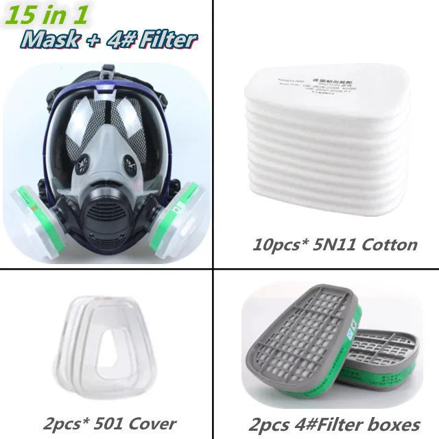 Lisslune | Full Face Respirator Mask with Anti-Fog Lens and Industrial Gas Filters