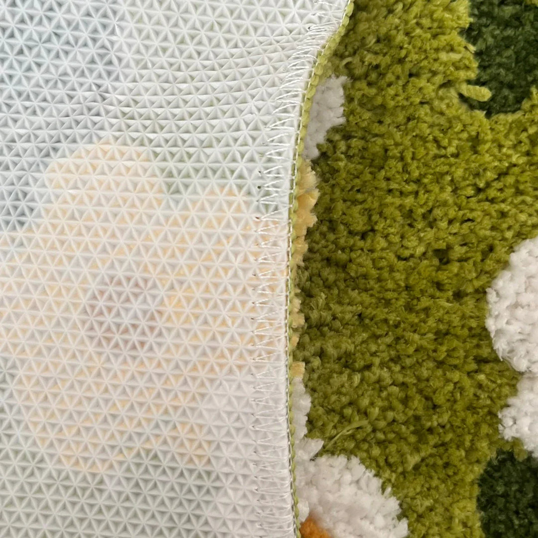 Rynx | Daisy Tufting Moss Bathroom Mat Soft Bedroom Carpet Meadow Green Plants Living Room Carpet Nightstand Floor Cushion Aesthetic Home Decoration