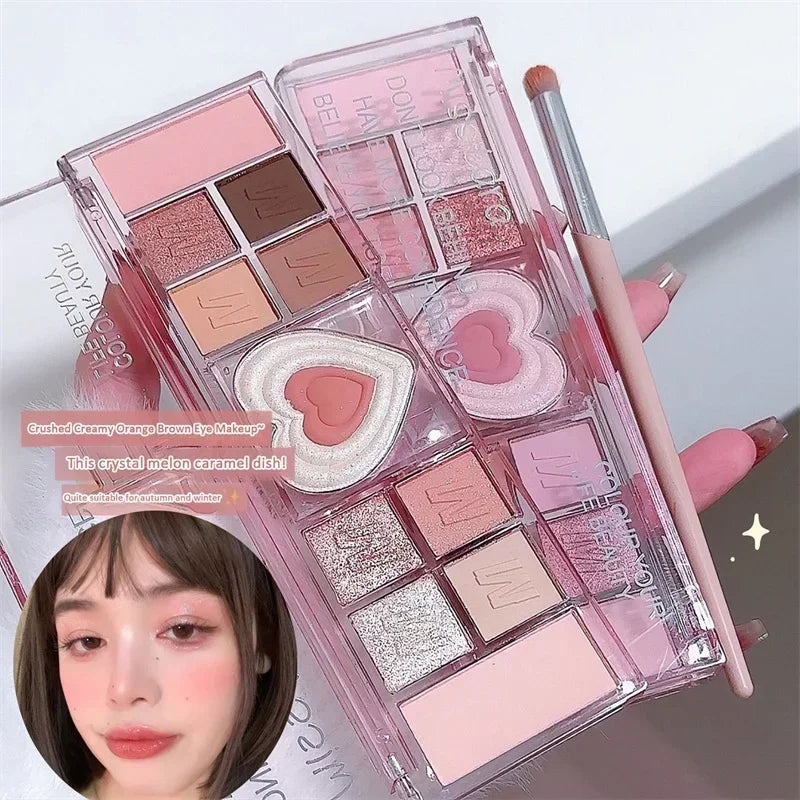 Rynx | 12 Colors Eyeshadow Palette Nude Natural Glitter Pink Low Saturation Eye Shadow Palette Delicate Long-lasting Eye Makeup Cosmetics
