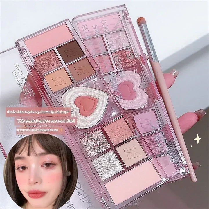 Rynx | 12 Colors Eyeshadow Palette Nude Natural Glitter Pink Low Saturation Eye Shadow Palette Delicate Long-lasting Eye Makeup Cosmetics