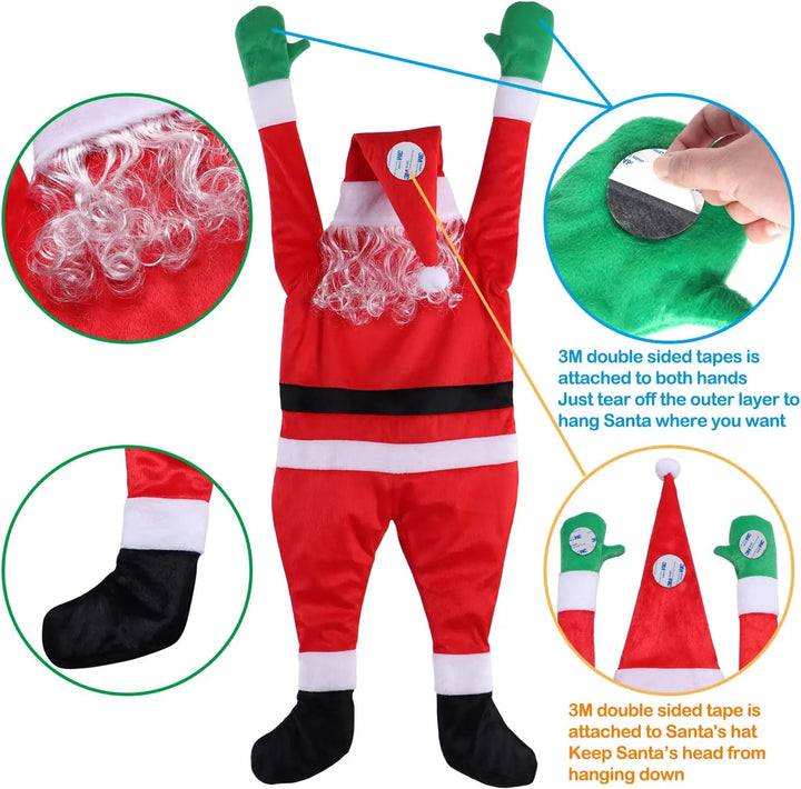 Rynx | Christmas hanging Santa outdoor decorations large climbing Santa Xmas for outdoor roof window balcony Xmas decor