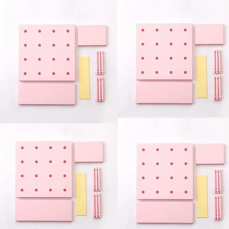 Rynx | 4Pack Sweet Pegboards Wall Shelf Holder Hooks Plastic Wall Organizer Decorations Display Shelf Wall Mounted Hanging Pegboard