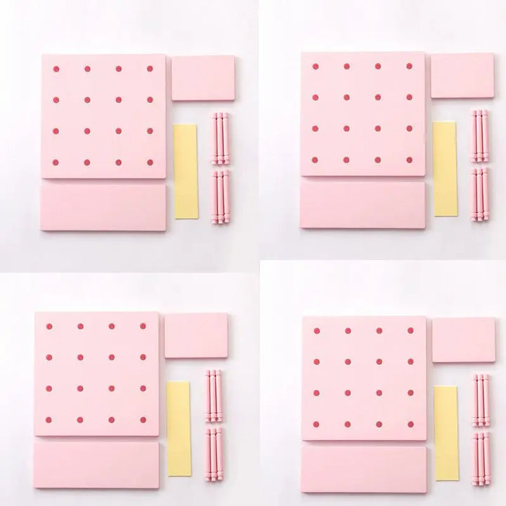 Rynx | 4Pack Sweet Pegboards Wall Shelf Holder Hooks Plastic Wall Organizer Decorations Display Shelf Wall Mounted Hanging Pegboard