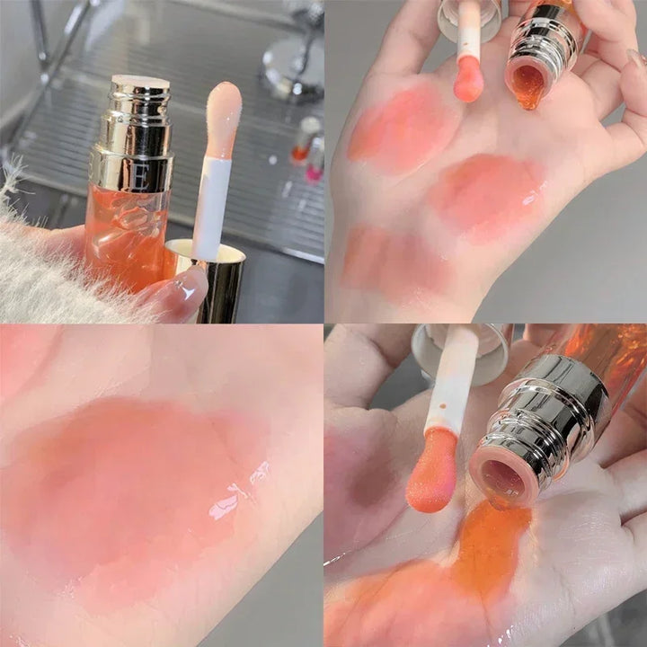 Rynx | Jelly Violet Glass Lip Oil Moisturizing Transparent Volume Lipstick Makeup Nourishing Liquid Lipstick Large Brush Lip Care