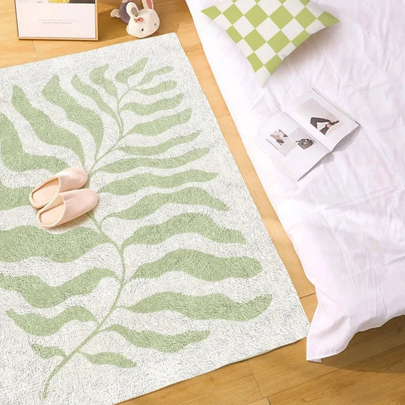 Rynx | Matisse Leaf Living Room Oversized Rugs Minimalist Bedroom Rug Modern Grass Green Blue Rug Fluffy Soft Home Dedicated Rugs