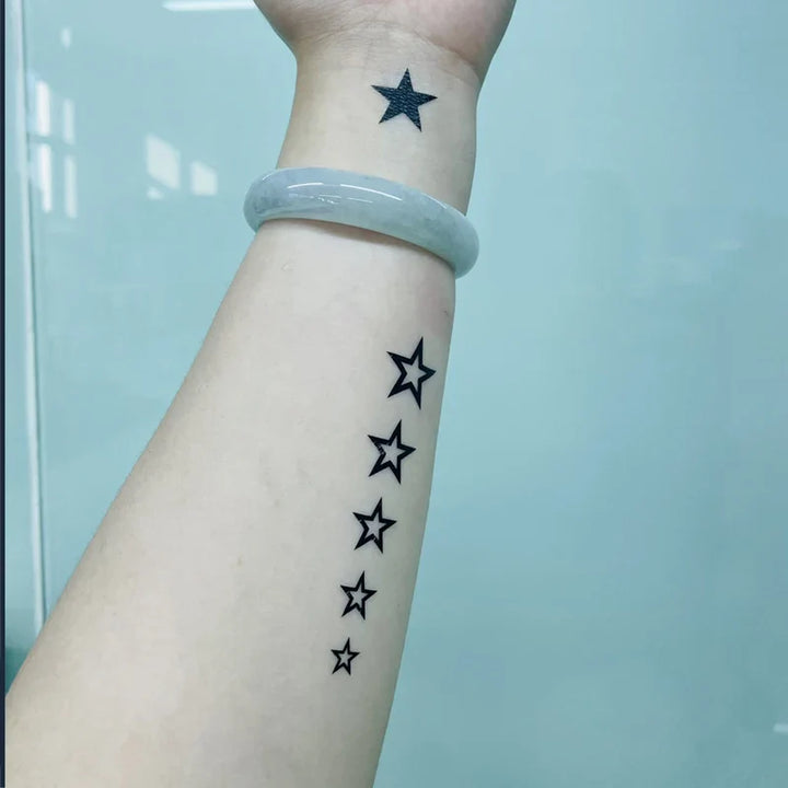 Rynx | Hollow Star Waterproof Temporary Tattoo Stickers Black Star Design Body Art Artificial Tattoo Wrist Ankle Artificial Tattoo Body Art Tools