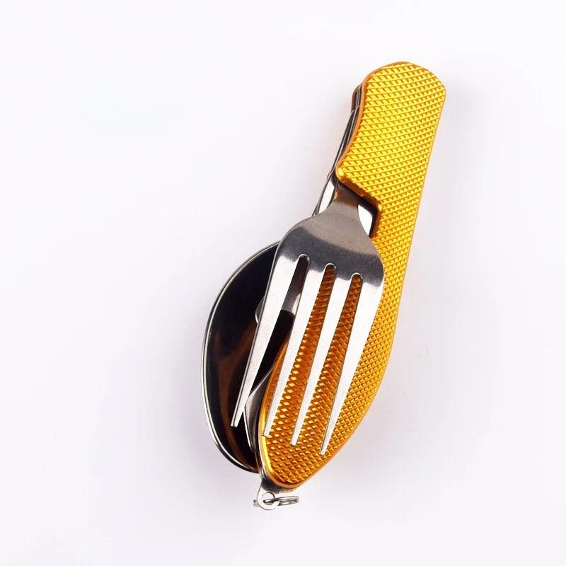 Lisslune | Multifunctional Outdoor Dining Cutlery Set: Fork, Spoon, Knife & Bottle Opener for Campers and Hikers