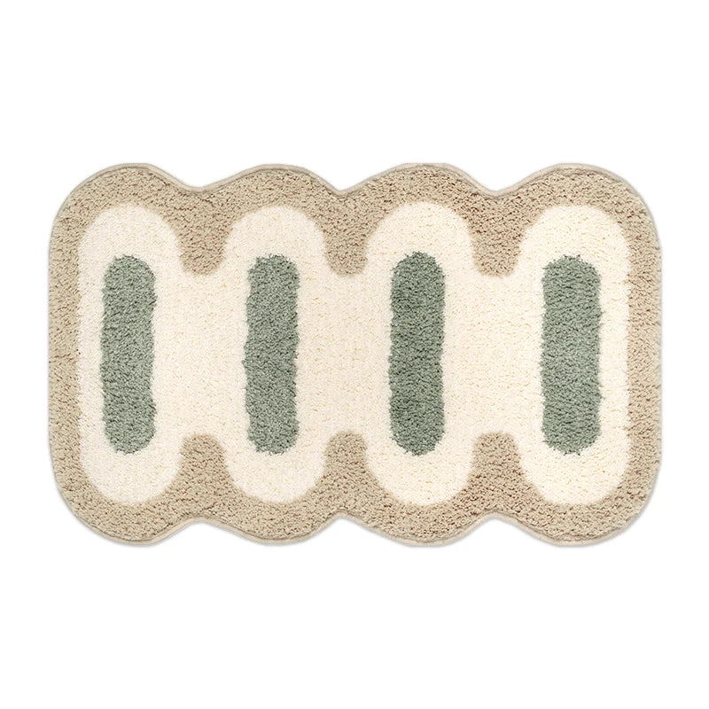 Rynx | Geometric Fabric Tufted Bathroom Mat Soft Fluffy Carpet Bedroom Nightstand Rug Doormat Floor Non-Slip Mat Aesthetic Home Decor