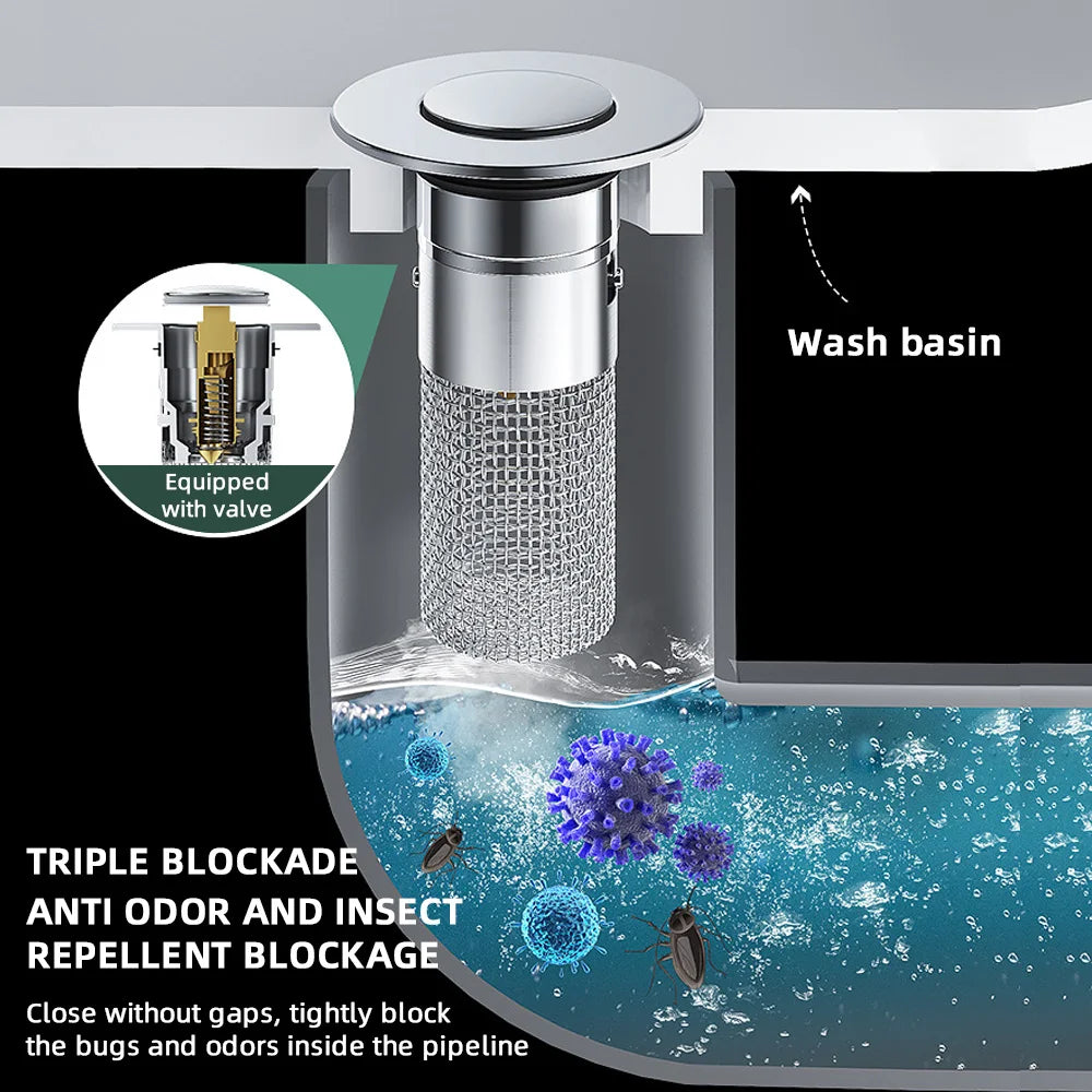 Lisslune | Pop-up Anti Clogging Drain Sink Strainer Filter