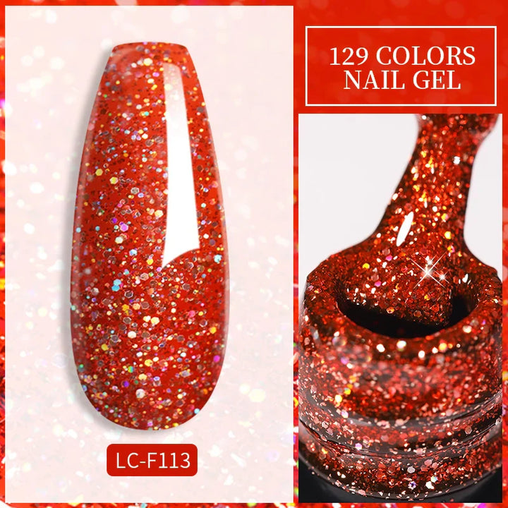 Rynx | 7ml Glitter Gel Nail Polish Semi Permanent Sequins Soak Off UV Gel Colorful DIY Nail Art Polishes