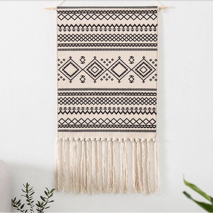 Lisslune | Bohemian Wall Tapestry, Macrame Wall Hanging, Home Decoration, Cotton Linen Tassel, Handcrafted, Woven, Geometric Canvas Art, Background Wall Tapestries