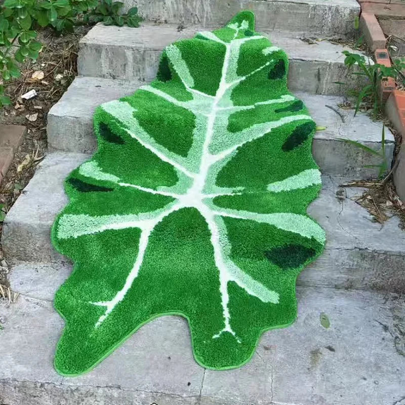 Rynx | Tufting Greenleaf Bedroom Rug Soft Fluffy Bed Mat Area Rug Floor Organization Cushion Plant Doormat Aesthetic Home Kids Room Decor
