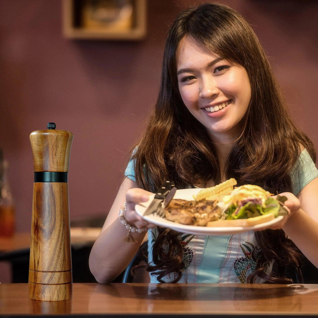 Lisslune | Customizable Ceramic Mill Acacia Wood Pepper Mill for Gourmets