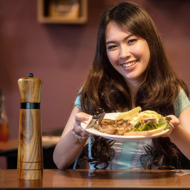 Lisslune | Customizable Ceramic Mill Acacia Wood Pepper Mill for Gourmets