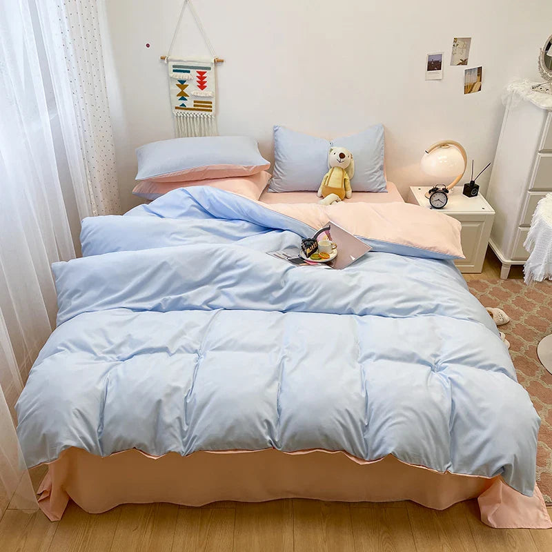 Rynx | Black Bedding Set Soft Bedding Washable Cotton Duvet Cover Pillowcase and Bed Sheet bedding set Home Bedding