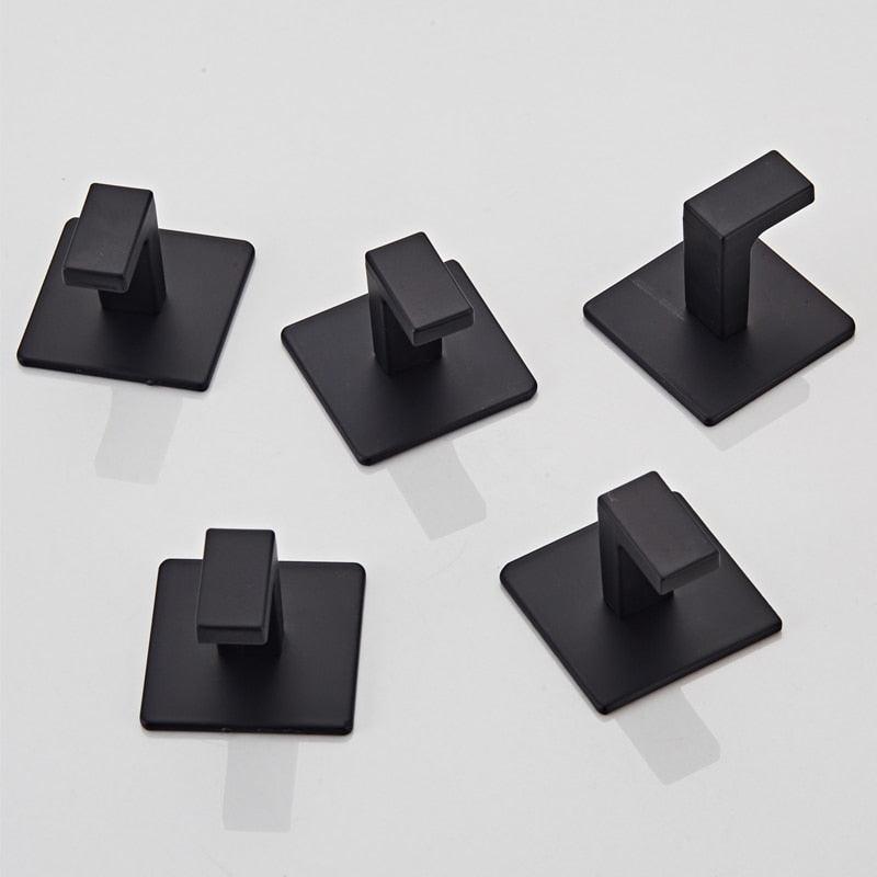 Lisslune | Flexible Black Wall Hook Organizer Set - Modern Storage Solution with Seamless Installation