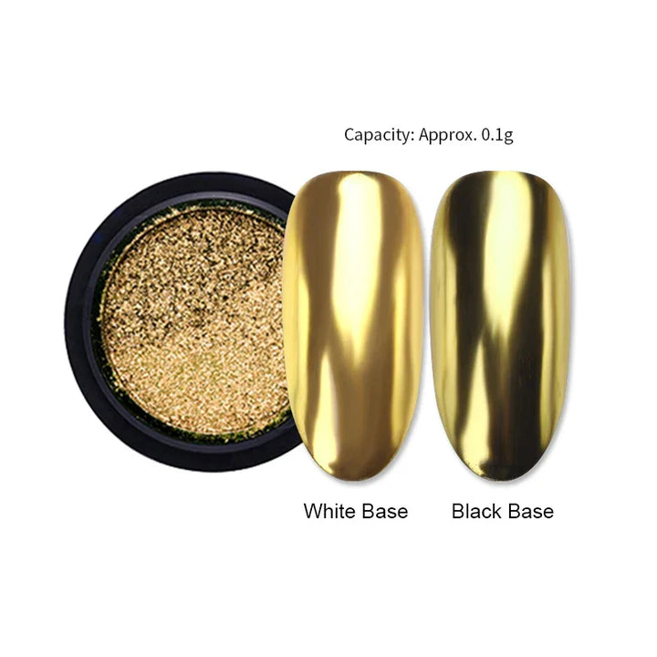 Rynx | Aurora Pearl White Nails Glitter Dust Chrome Gradient Rubbing on Powder Mirror Reflective Magnetic Pigment Nail Art Decorations
