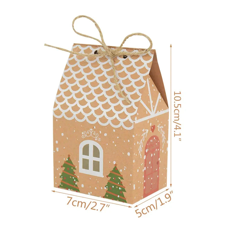 Rynx 10 Pieces Christmas Candy Box Bags Santa Gift Box DIY Cookie Packaging Bag Merry Christmas Party Decoration New Year Kids Gift