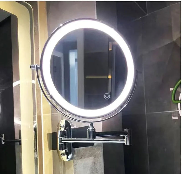 Lisslune | Black LED Rechargeable Makeup Mirror – 3-Color Light