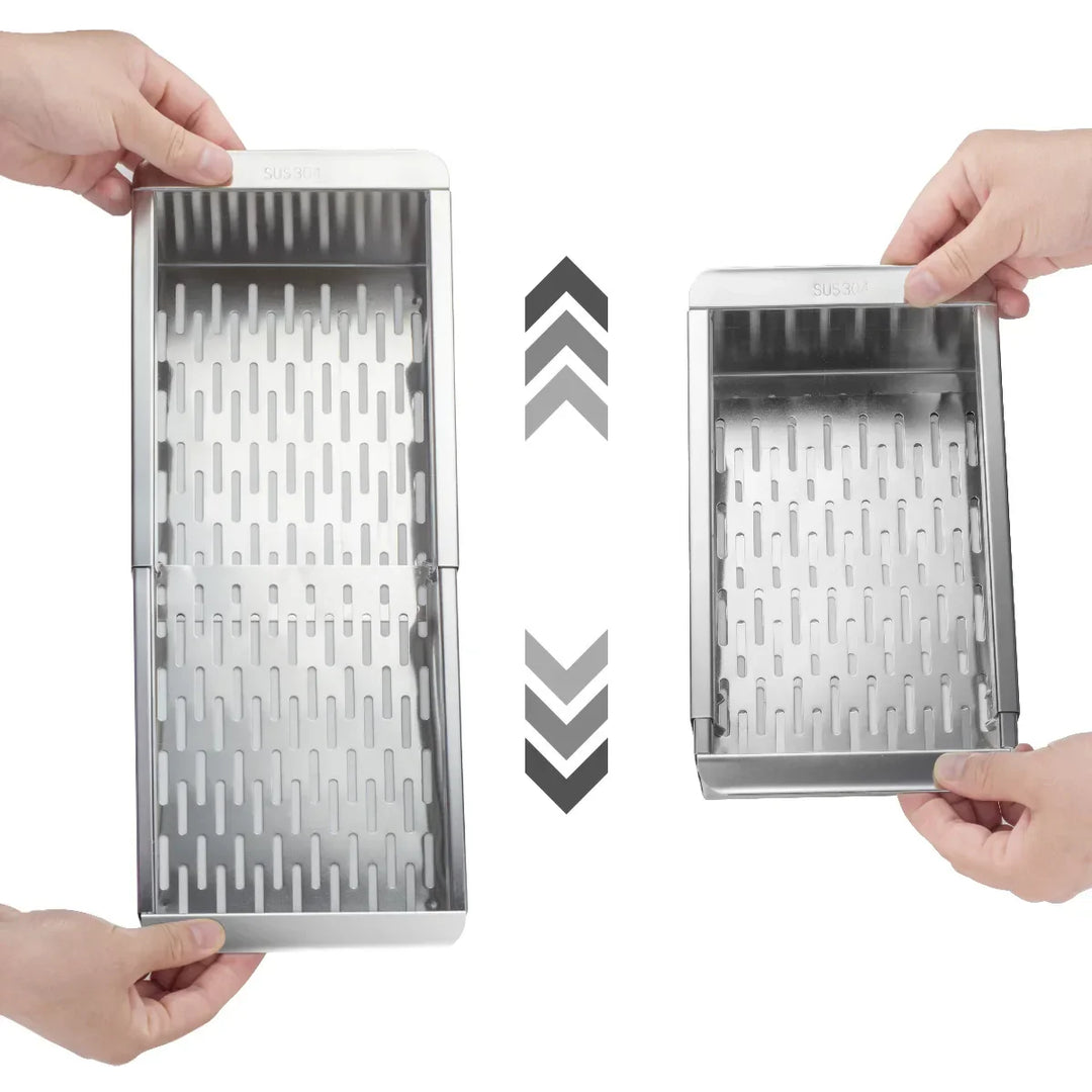 Lisslune | Retractable Over Sink Stainless Steel Vegetable Drain Basket