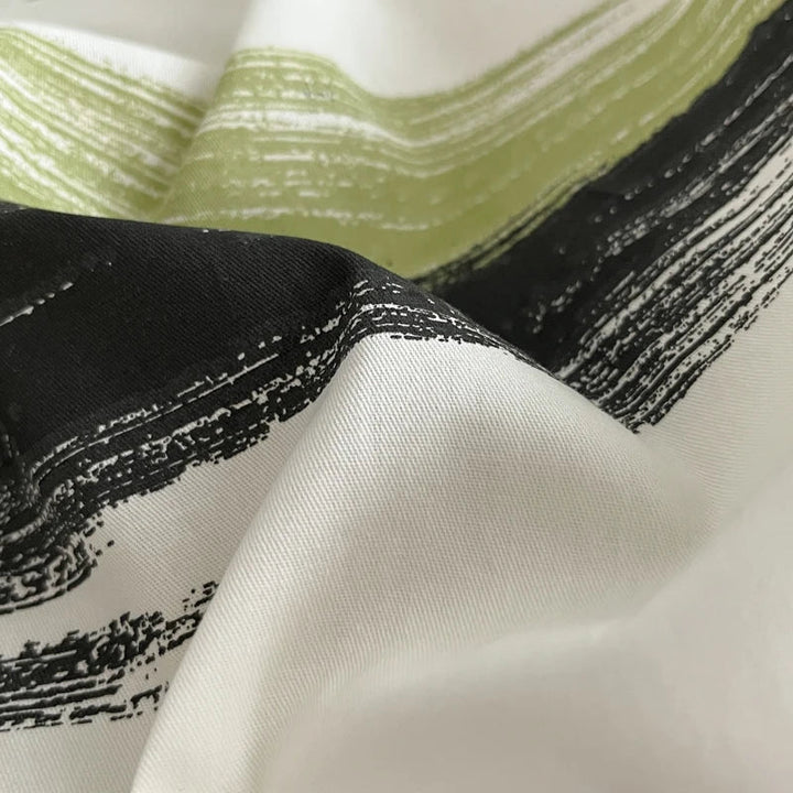 Rynx | Ins Stripe Bedding Set Green Black Duvet Cover with Pillowcase Simple Quilt Cover Adults Single Double Full Size