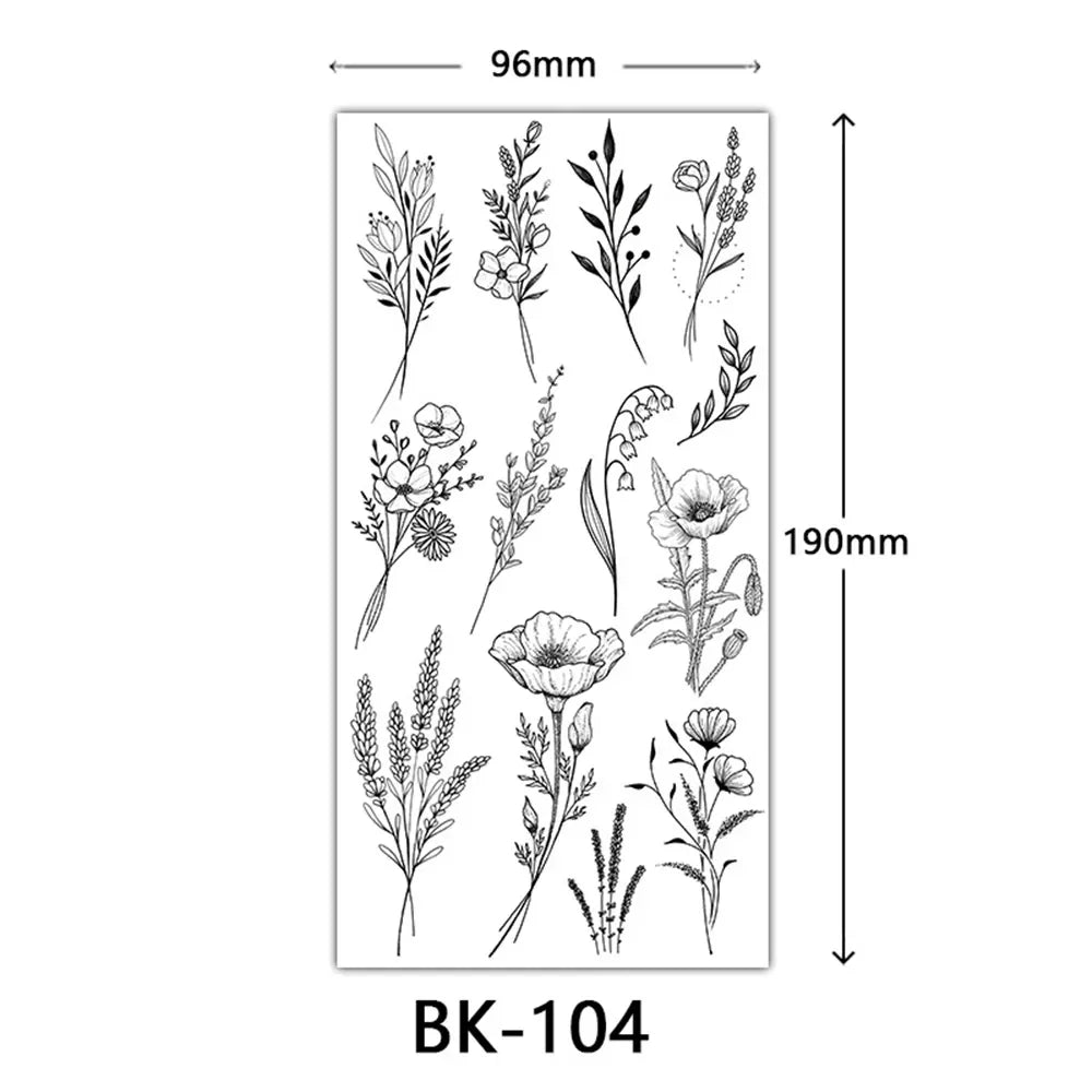 Rynx | 1PCS Sketch Flower Tattoo Sticker Black Datura Arm Legs Tattoo Temporary Waterproof Durable Sexy Tattoo Stickers For Women Body