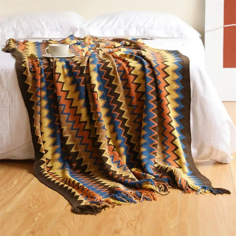 Lisslune | Colorful Chevron Knit Blanket