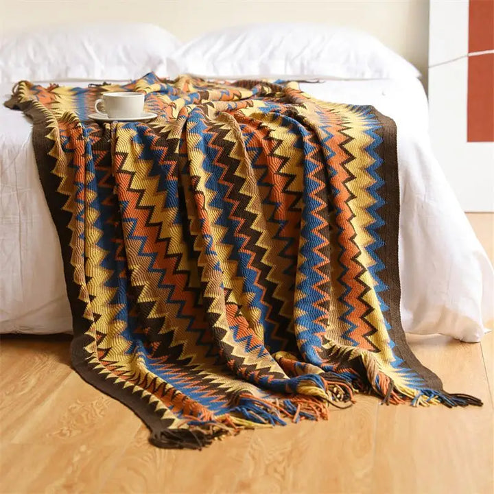 Lisslune | Colorful Chevron Knit Blanket