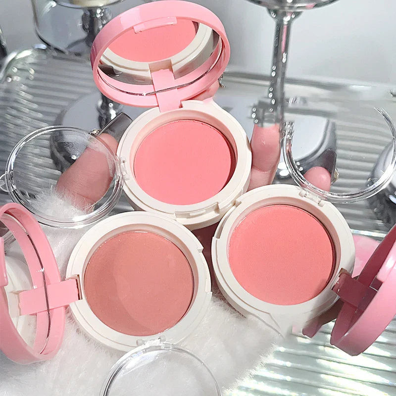 Rynx | Air Cushion Rouge Mud Matte Velvet Mist Gentle Cheek Tint Peach Pink Rouge with Puff Blush Korean Alternatives Makeup Women's Cosmetics