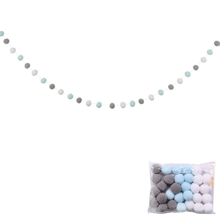 Rynx 2.5Meter Colored Pom Pom Pendant Light Garland Ins Nordic Series Wool Felt Ball String DIY Handmade Kids Room Decoration
