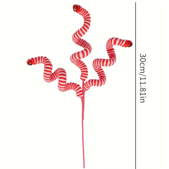 Rynx 4-piece Christmas Tree Candy Cane Picks - Festive Woolen Candy Rolls Decorations for Christmas, New Year & Winter Holidays