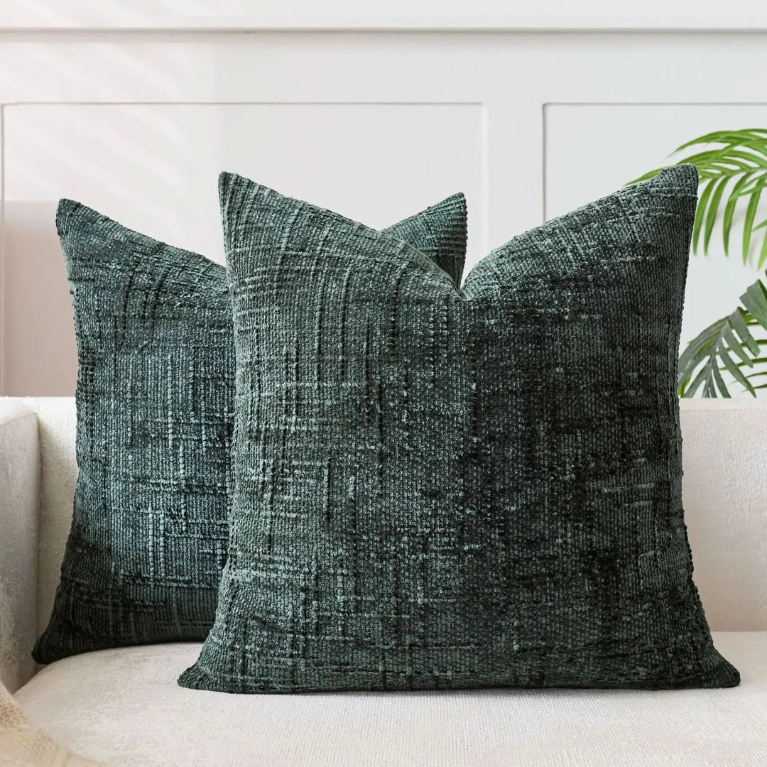 Lisslune | Chenille Throw Pillow Cover Bamboo Texture Solid Color