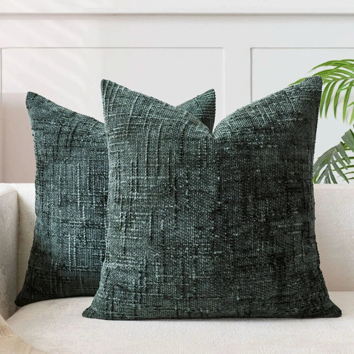 Lisslune | Chenille Throw Pillow Cover Bamboo Texture Solid Color