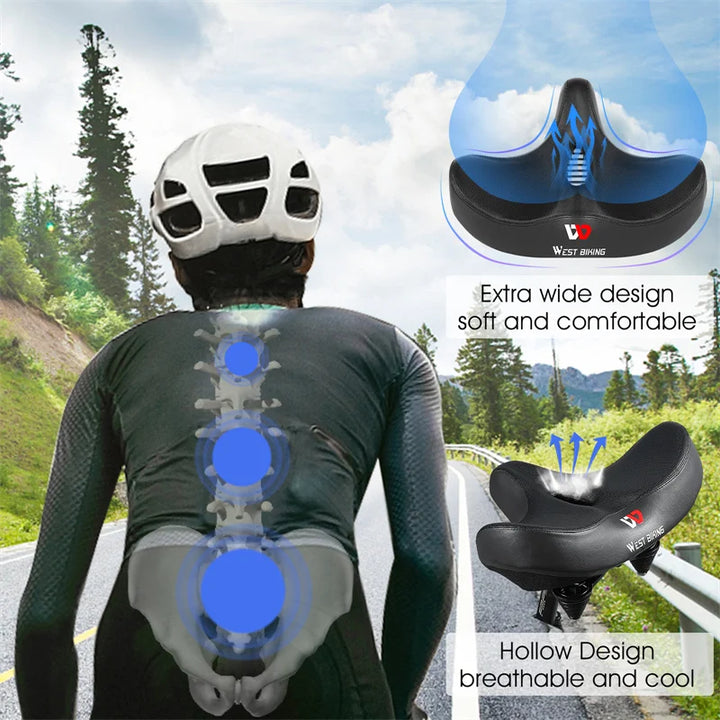 Lisslune | Wide Ergonomic Bike Saddle – Comfortable Saddle with Shock Absorption for City and Mountain Bikes