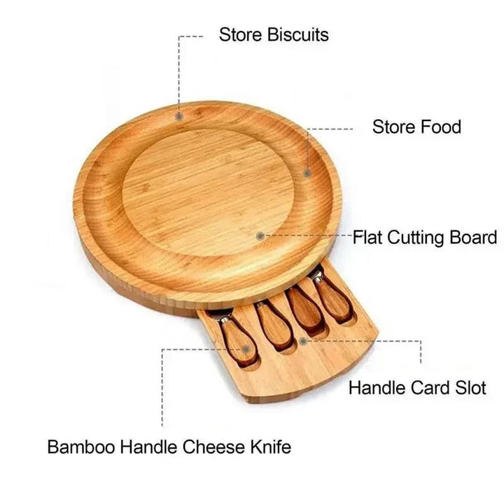 Lisslune | CheeseMate – Round Bamboo Cheese Board