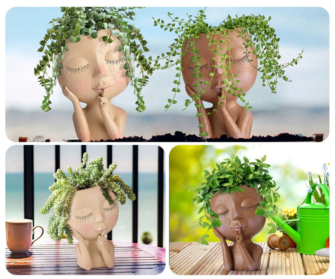 Lisslune | Decorative Flower Pot – Creative Plant Pot with Face for Houseplants & Succulents