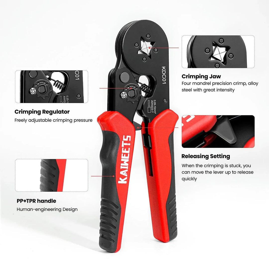 Lisslune | Precision Adjustable Crimping Tool Set with Quick Release Mechanism for Versatile Ferrules