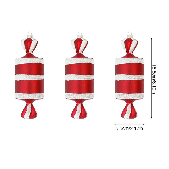 Rynx 3/6pcs Large Christmas Lollipop Red Candy Cane Pendant Xmas Tree Hanging Ball Ornament 2024 Christmas Decoration for Home New Year