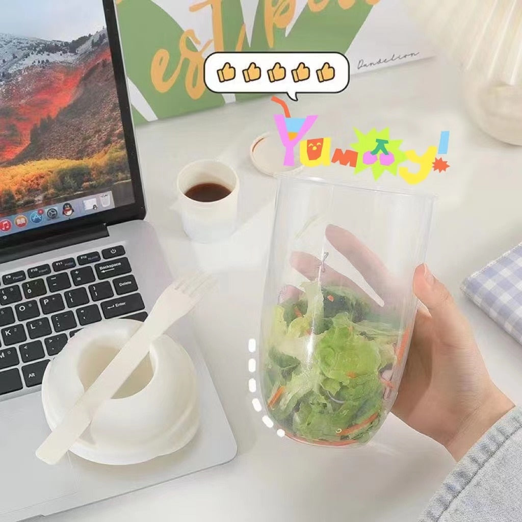 Lisslune | Portable Built-in Fork Mini Salad Cup
