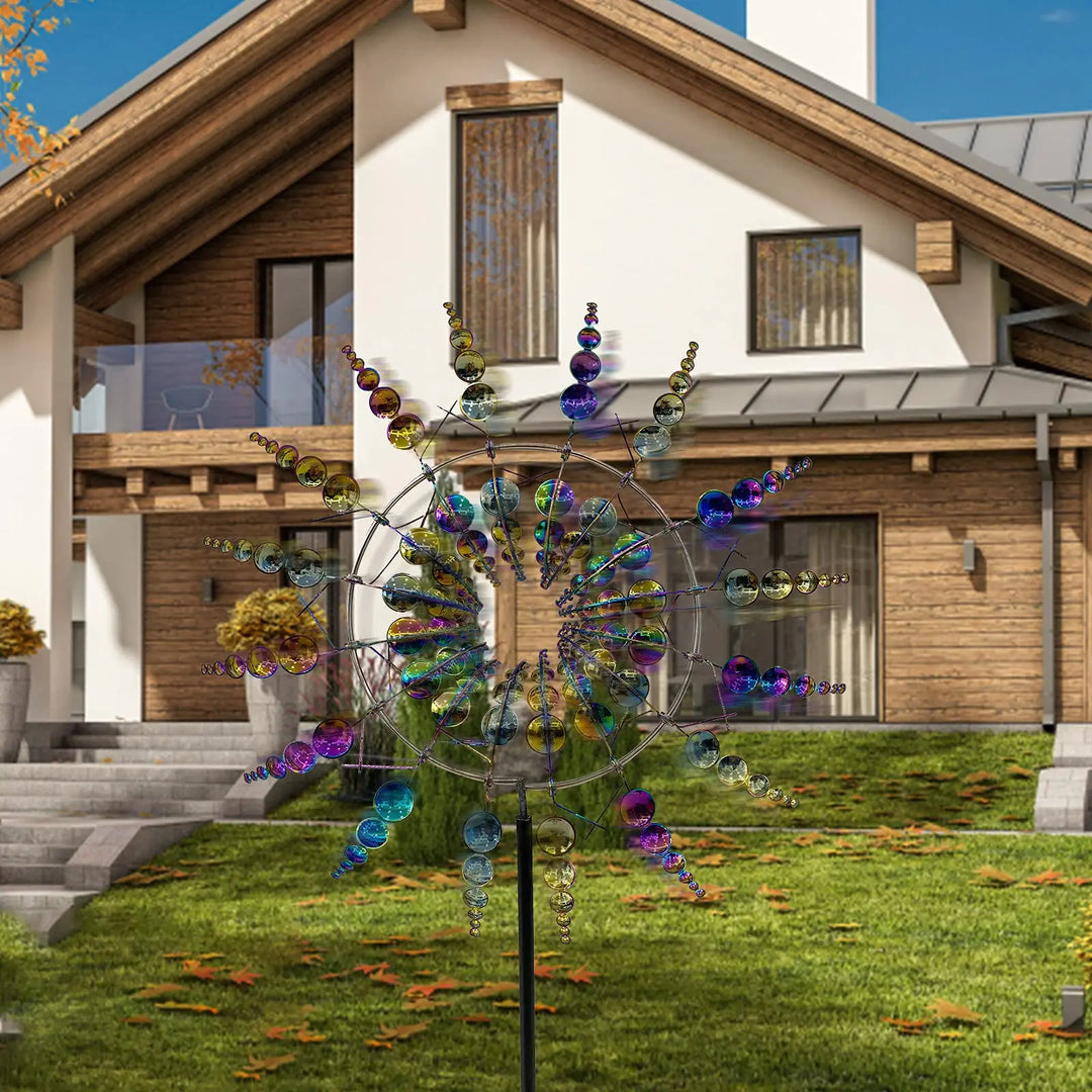 Lisslune | Unique Solar-Powered Kinetic Metal Windmill Spinner - Magical Wind Collectors for Patio, Garden, Lawn Outdoor Decoration
