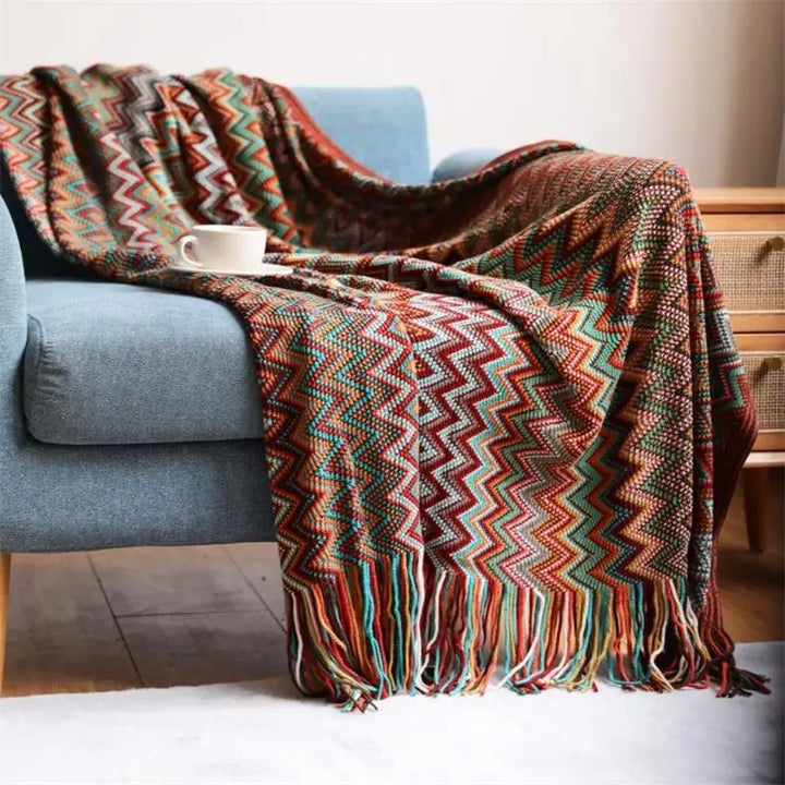 Lisslune | Colorful Chevron Knit Blanket