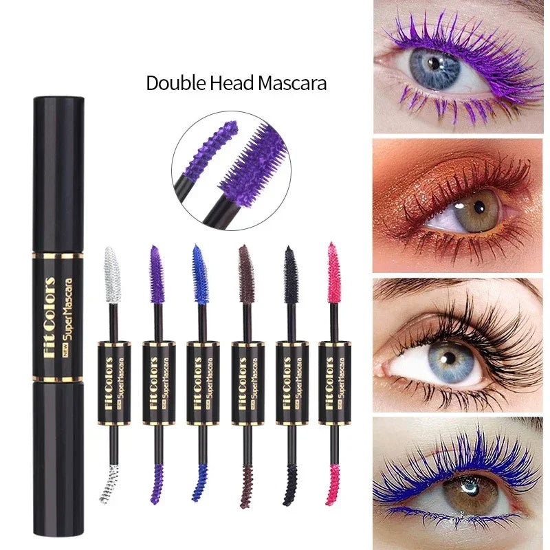 Rynx | 1pc Double Head Water Drying Colorful Mascara Eyelash Extension Thick Curl Quick Drying Long Lasting Blue Purple White Mascara