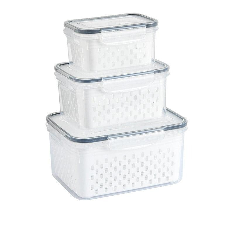 Lisslune | Refrigerator Storage Container with Draining Tray and Clear Lid for Organized Fruits and Vegetables