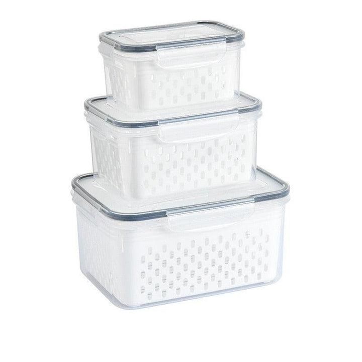 Lisslune | Refrigerator Storage Container with Draining Tray and Clear Lid for Organized Fruits and Vegetables