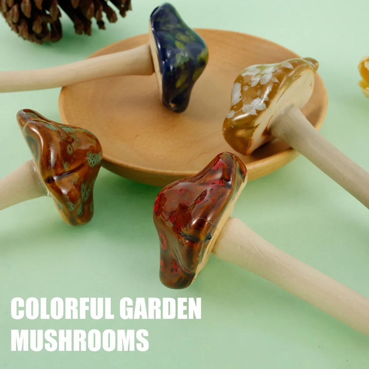 Rynx | 4 Piece Garden Mushroom Decorations Ceramic Fairy Mushroom Ornaments Realistic Mushroom Sculpture Color Accurate Fly Agaric